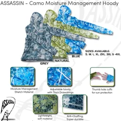 Assassin Long Sleeve Shirts Mens|Flies>Hooded Sunshirt Hex Camo
