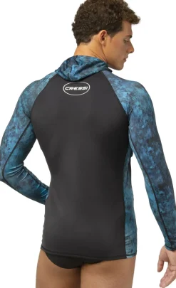 Cressi Dive Wetsuits|Flies>Cobia Hooded Top Long Sleeves 1mm Blue Camo