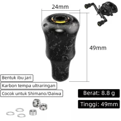 Gomexus Flies|Fishing Reel Parts>Carbon Knob 24mm Black Silver