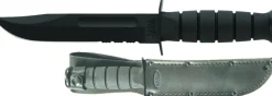 Ka-bar Hunting Knives|Flies>KB1212 Fighting Utility Knife Black with Black Leather Sheath Serrated Edge