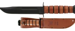 Ka-bar Hunting Knives|Flies>KB1225 Fighting Utility Knife Brown Leather Sheath Straight Edge