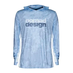 Nomad Long Sleeve Shirts Mens|Flies>Design Hooded Tech Shirt Camo Blue