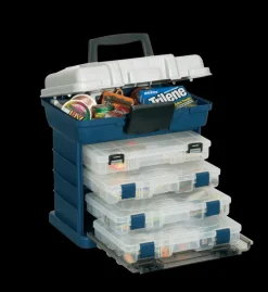 Plano Tackle Boxes And Trays|Flies>4BY 136400 Rack System Hard Tackle Box Blue/Silver
