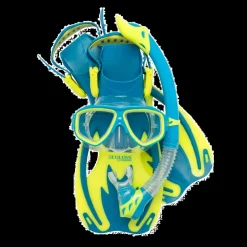 Cressi Dive Sets|Flies>Rocks Junior Mask/Snorkel/Fins Set Blue/Lime