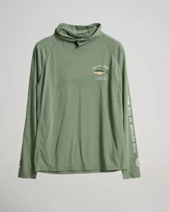 Salty Crew Long Sleeve Shirts Mens|Flies>Ahi Mount Hooded Sunshirt Sage Green