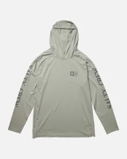 Salty Crew Long Sleeve Shirts Mens|Flies>Alpha Flag Perforated HD W/Mask Gray