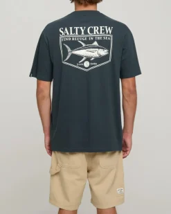 Salty Crew Short Sleeve Shirts Mens|Flies>Angler Standard Tee Coal
