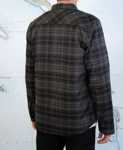 Salty Crew Long Sleeve Shirts Mens|Flies>Boatyard Tech Flannel Evergreen