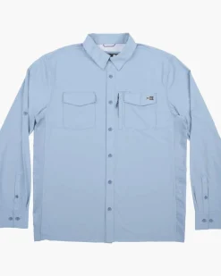 Salty Crew Long Sleeve Shirts Mens|Flies>Charter LS Tech Woven Tee Marine Blue
