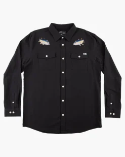 Salty Crew Long Sleeve Shirts Mens|Flies>Cortes LS Woven Black