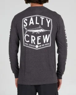 Salty Crew Long Sleeve Shirts Mens|Flies>Fishery LS Tee Charcoal Heather