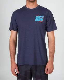 Salty Crew Short Sleeve Shirts Mens|Flies>Greetings Premium SS Tee Navy Heather
