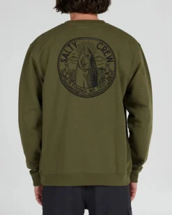 Salty Crew Jackets And Jumpers|Flies>In Fishing We Trust Crew Fleece Army