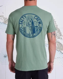 Salty Crew Short Sleeve Shirts Mens|Flies>In Fishing We Trust Premium SS Tee Sage