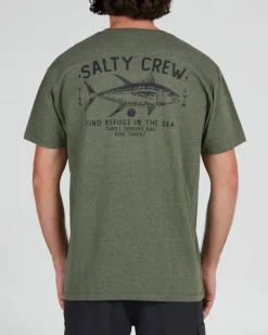 Salty Crew Short Sleeve Shirts Mens|Flies>Market SS Tee Forest Heather