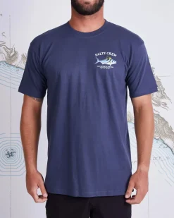 Salty Crew Short Sleeve Shirts Mens|Flies>Rooster Premium SS Tee Harbor Blue