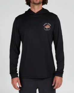 Salty Crew Long Sleeve Shirts Mens|Flies>Snap Attack Hooded Sunshirt Black