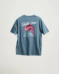 Salty Crew Short Sleeve Shirts Mens|Flies>Snapper Premium SS Tee Slate