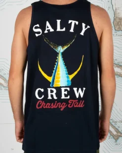 Salty Crew Short Sleeve Shirts Mens|Flies>Tailed Tank Navy