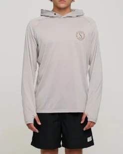 Salty Crew Long Sleeve Shirts Mens|Flies>Tentacles Hood Sunshirt Stone Grey
