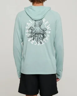 Salty Crew Long Sleeve Shirts Mens|Flies>Tentacles Hood Sunshirt Mackerel