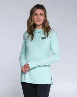 Women Salty Crew Long Sleeve Shirts Womens|Long Sleeve Shirts Mens>Thrill Seekers Hooded Sunshirt Wmns Seafoam