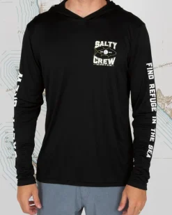 Salty Crew Long Sleeve Shirts Mens|Flies>Tight Lines Hood Sunshirt