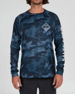 Salty Crew Long Sleeve Shirts Mens|Flies>Tippet Pinnacle LS Blue Camo