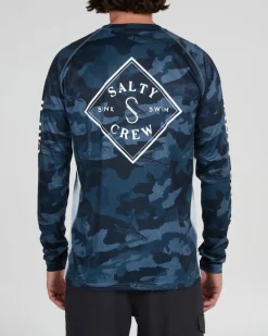 Salty Crew Long Sleeve Shirts Mens|Flies>Tippet Pinnacle LS Blue Camo