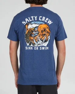 Salty Crew Short Sleeve Shirts Mens|Flies>Tsunami SS Tee Navy Heather