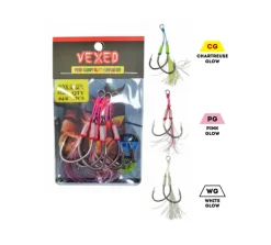 Vexed Assist Hooks|Flies>Twin Flashy Slow Assist White Glow